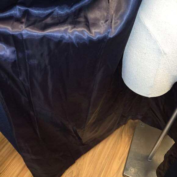 Vintage Union Made Wool Swing Coat Trench Mock Funnel Navy Blue Medium Large - Picture 6 of 13